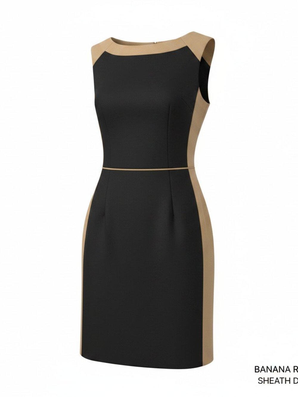 Banana Republic Sheath Dress 6P Black Beige Colorblock Sleeveless